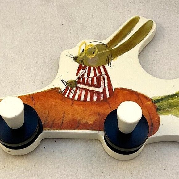 IKEA FABLER WALL MOUNTED WARDROBE RABBIT DRIVING CARROT CHILDREN COAT HANGER - Picture 1 of 6